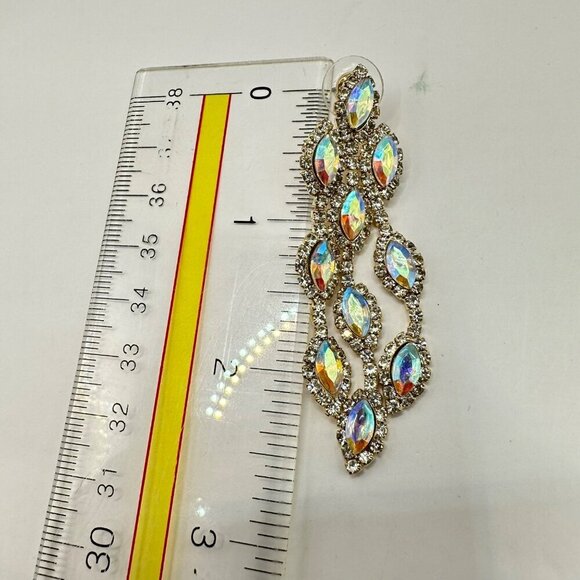 Rhinestone Bridal Crystal Dangled Drop Earrings - Picture 4 of 5